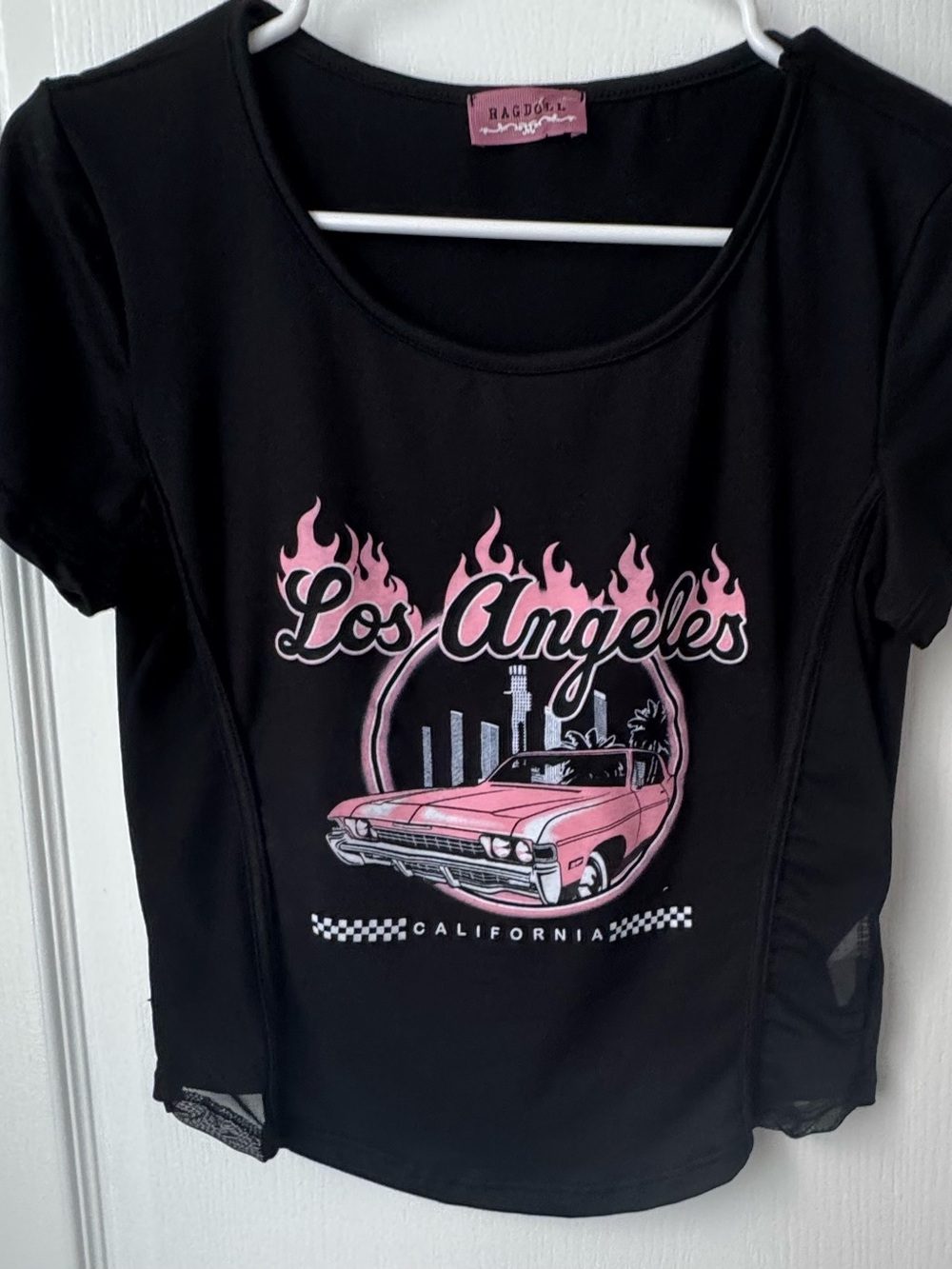 Ragdoll Black Tee with Pink Los Angeles Graphic